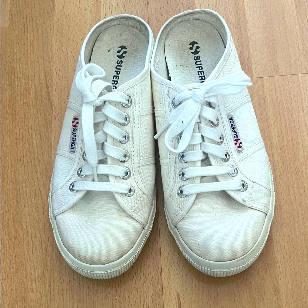 Superga Off-White Lace-Up Sneakers